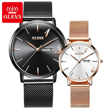 OLEVS brand men and women simple ultra-thin 1314 quartz core waterproof mesh belt couple table